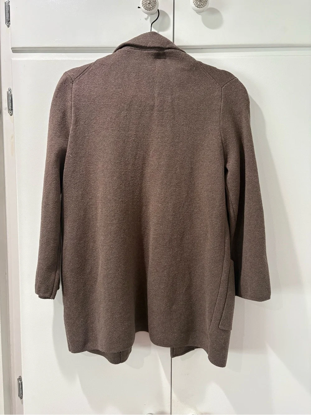 Quince Brown Knit Open-Front Cardigan S